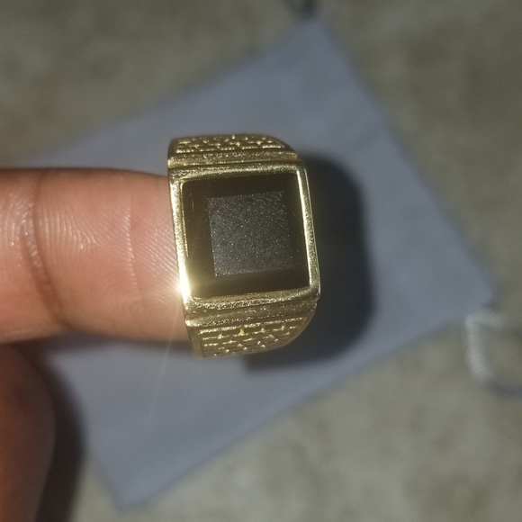 Gold Plated Black stone Men Ring - Picture 2 of 7